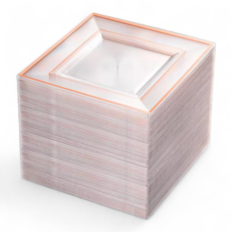 Bliq Square Disposable Dessert Plastic 6 Inch Plates 100-Pack