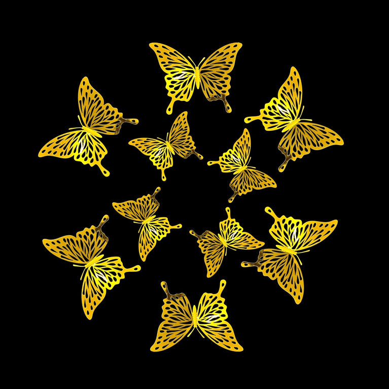 3D Gold Craft Butterflies Kids Room Wall Decor 12-Set
