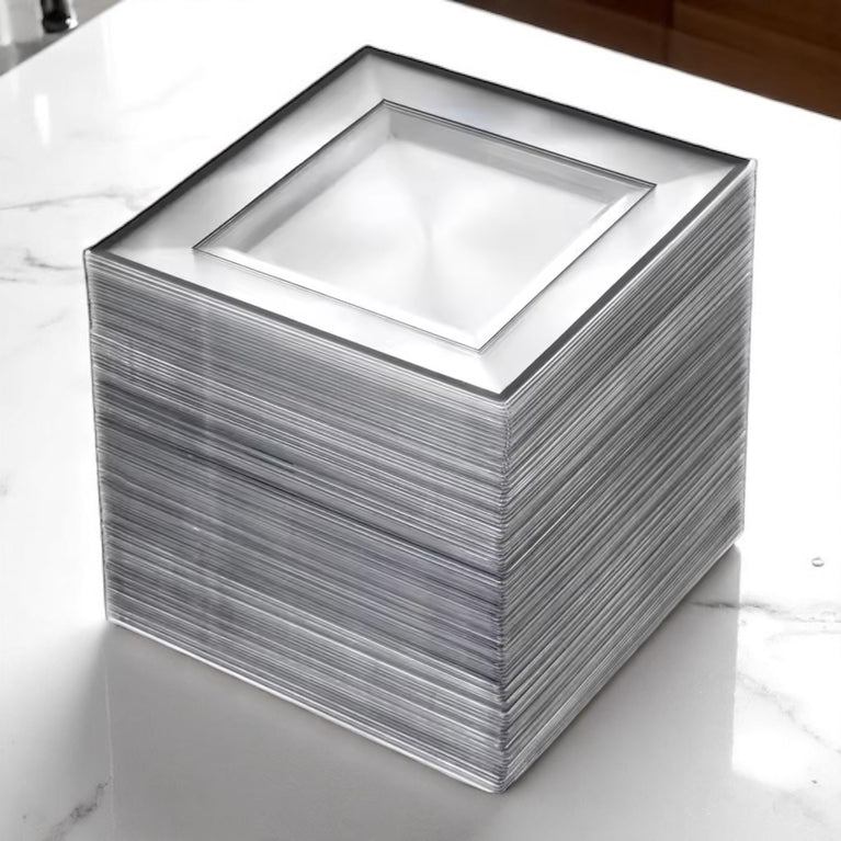 Bliq Square Disposable Dessert Plastic 6 Inch Plates 100-Pack