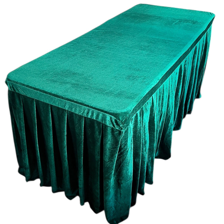 Green Velvet Tablecloth for Rent – 6 Ft Table Linen Rental