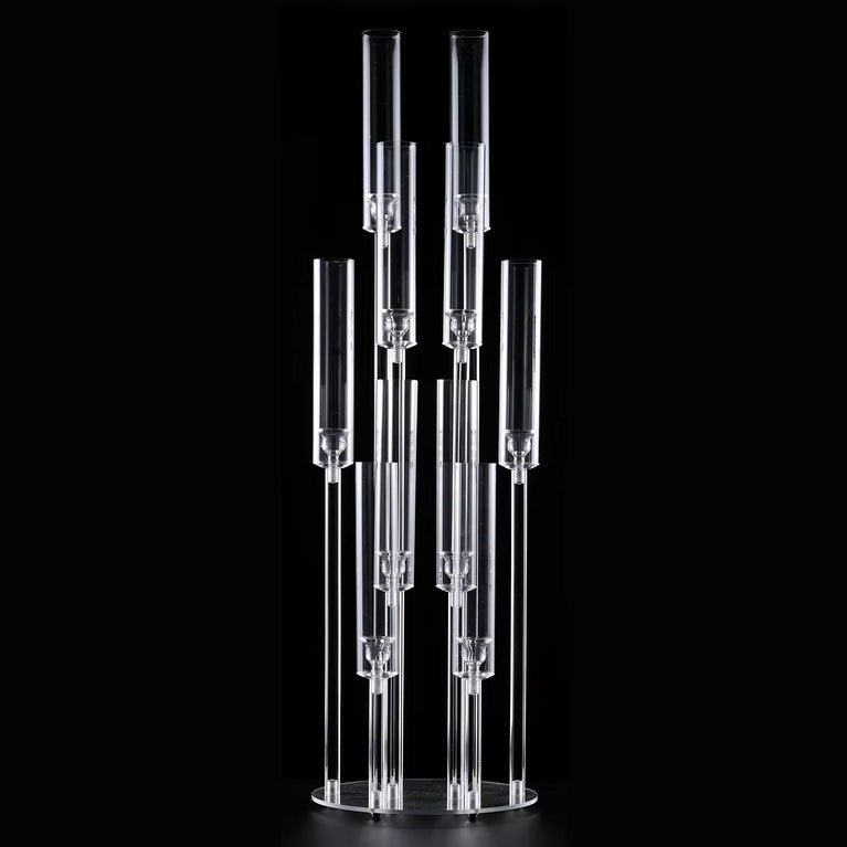 10-Arm Wedding Table Centerpiece | 37 Inch Clear Candelabra