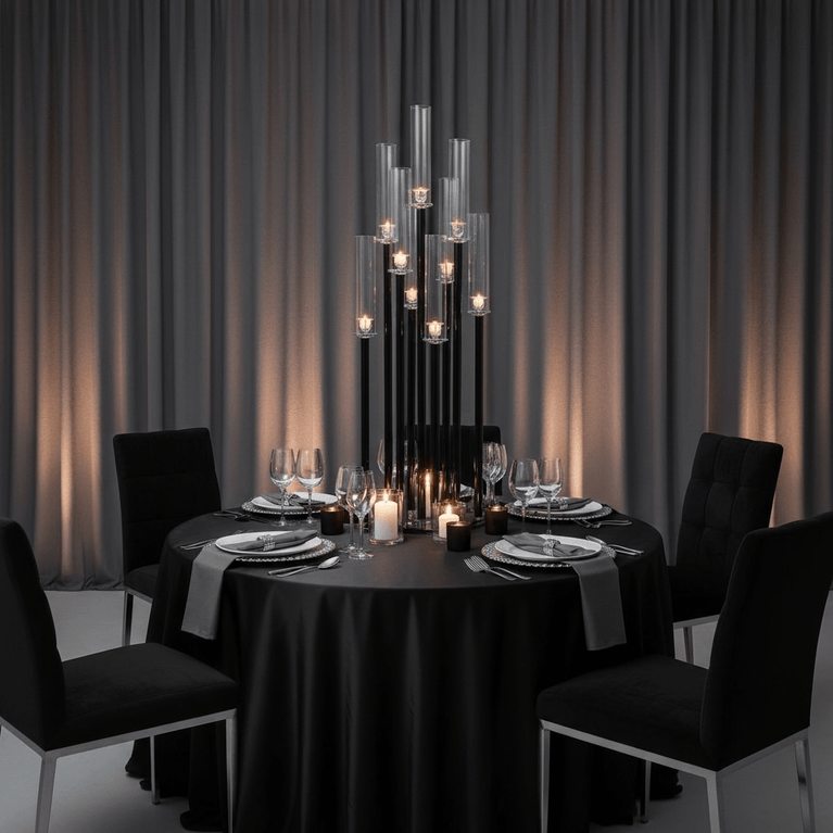 9-Arm Black Candle Holder for Rent