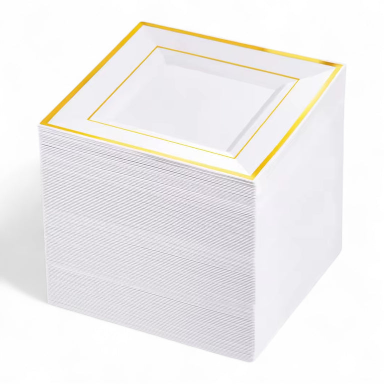 Bliq Square Disposable Dessert Plastic 6 Inch Plates 100-Pack