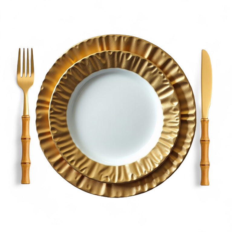 Bamboo 4-Piece Gold Cutlery Set for Rent