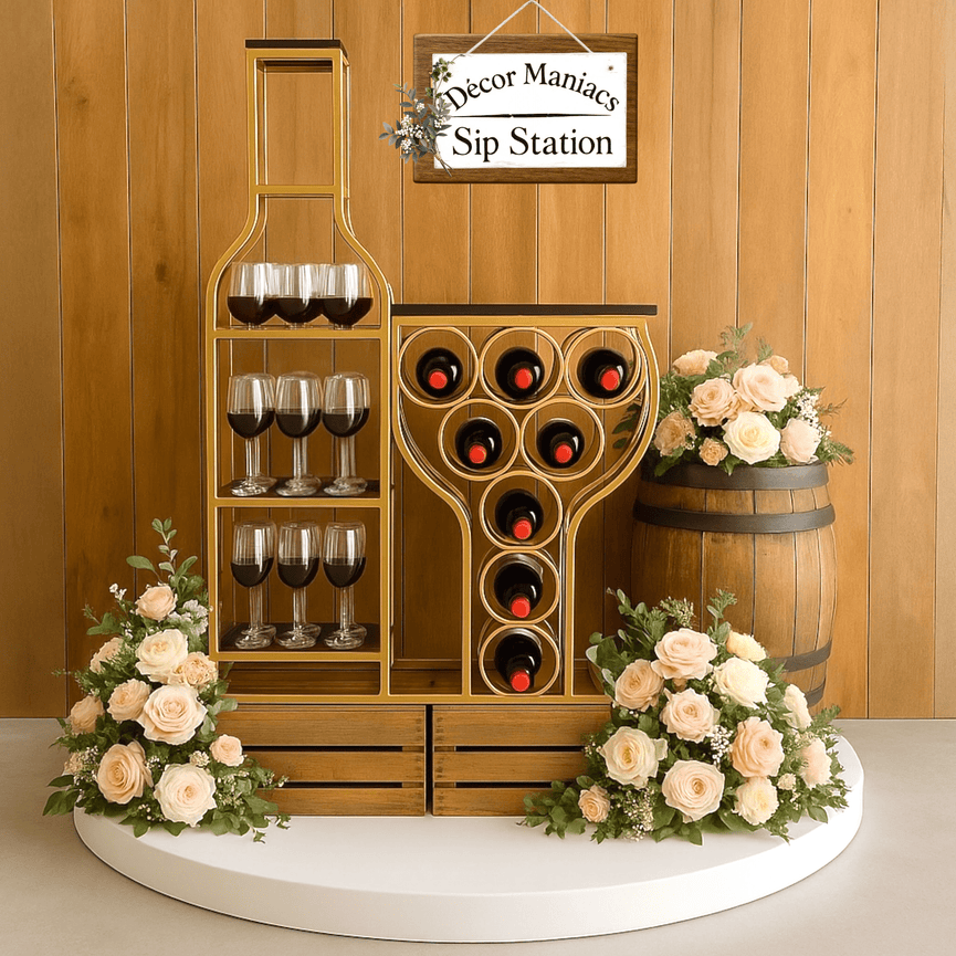 Bruk Champagne Wall Rental - Gold Bottle Sip Station Rack