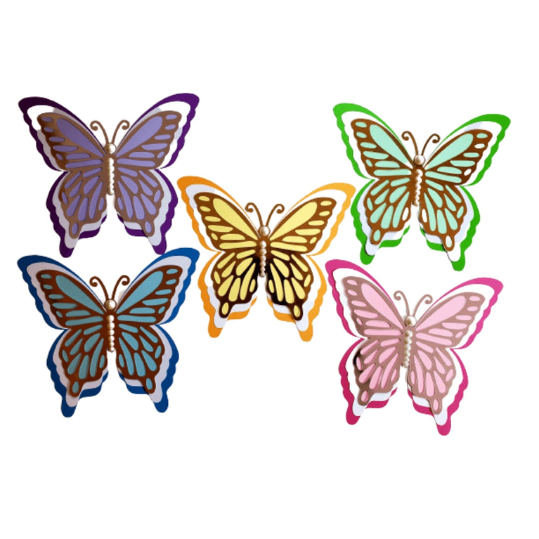 Large 3D Colorful Butterfly Wall Decor 5-Piece