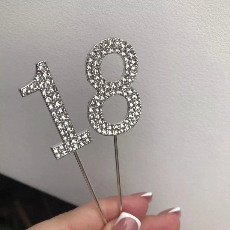 Rhinestone Number Birthday Cake Topper 1-Pc