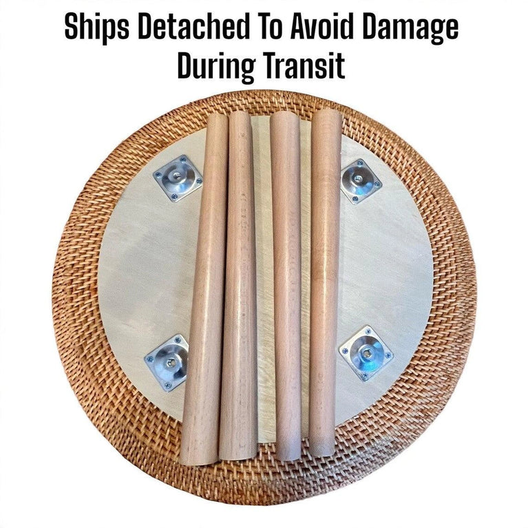 Round Handwoven Rattan Wicker Boho Coffee Table