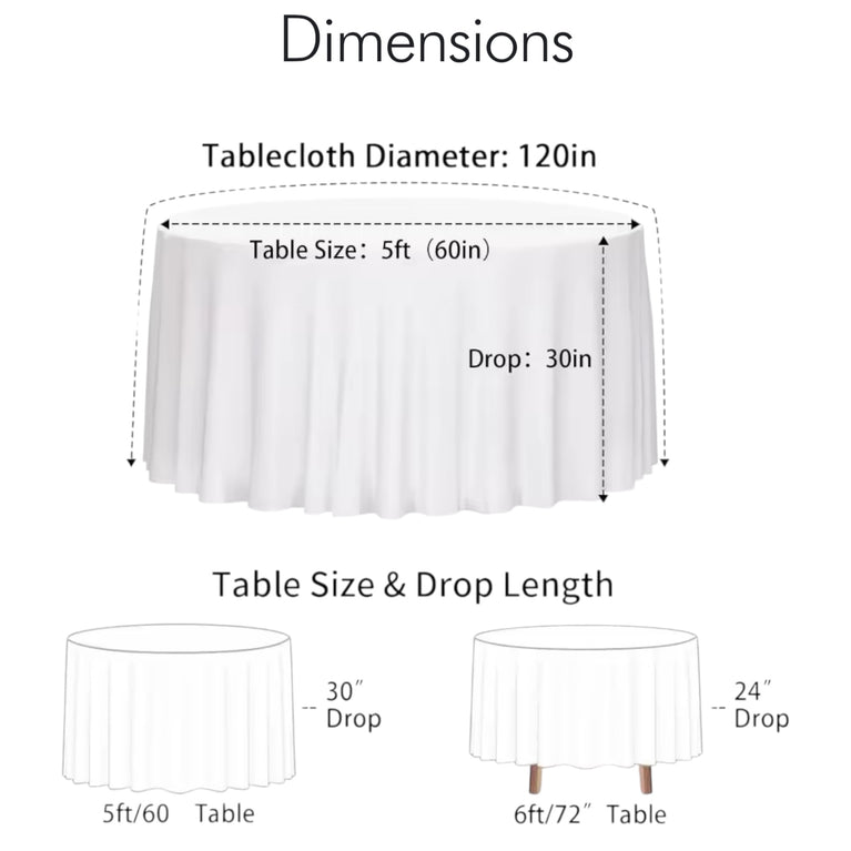 Round Tablecloth 120" Polyester White for Rent