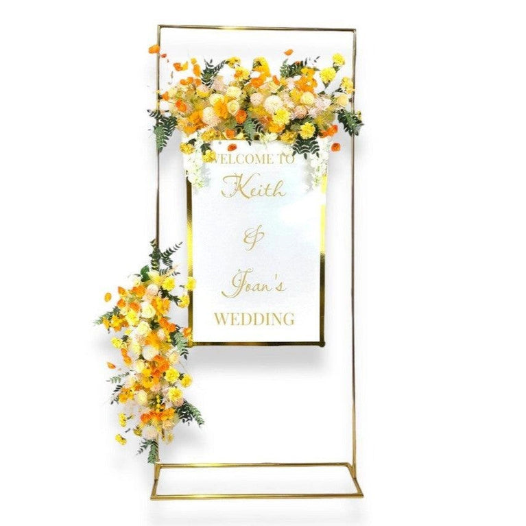 Shiny Gold Square Wedding Poster Backdrop Stand