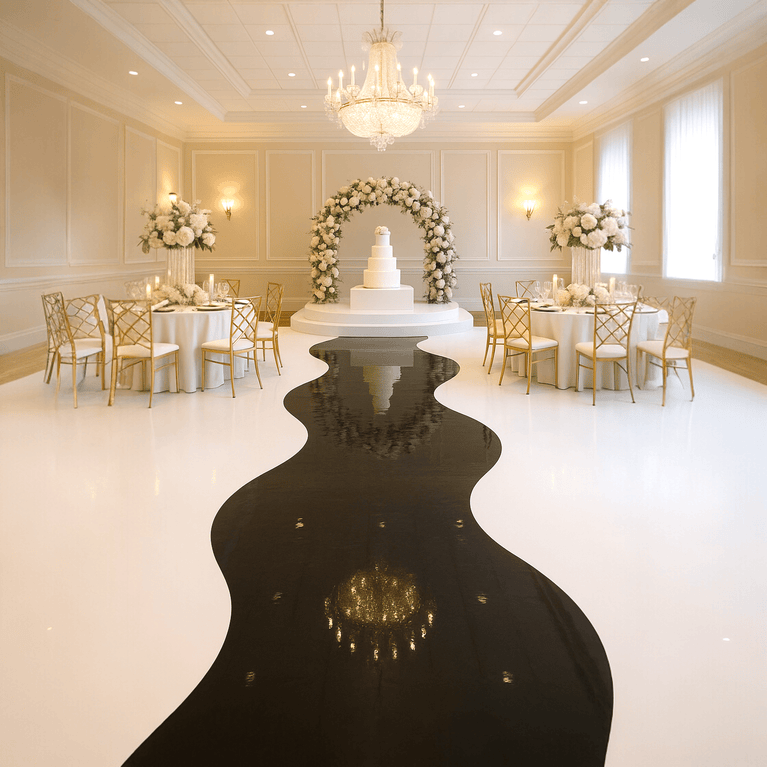 Wavy Vinyl Wedding Aisle Wrap – Book Your Luxe Floor Install