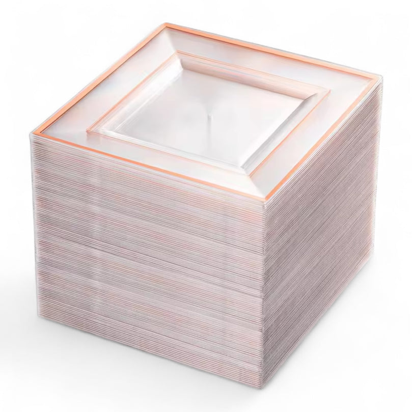 Bliq Square Disposable Dessert Plastic 6 Inch Plates 100-Pack