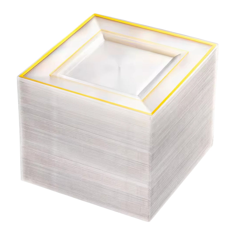 Bliq Square Disposable Dessert Plastic 6 Inch Plates 100-Pack