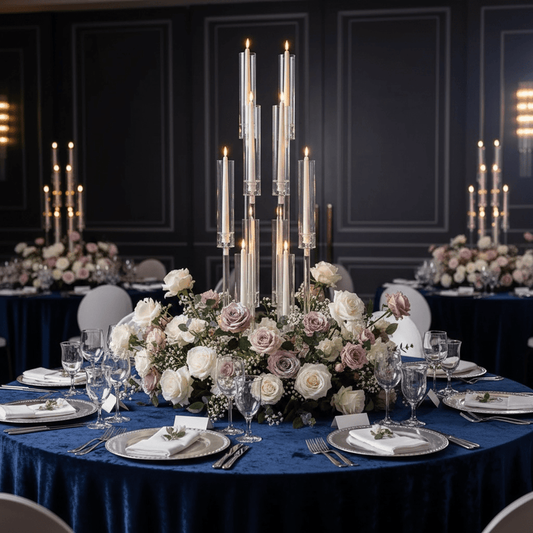 10-Arm Wedding Table Centerpiece | 37 Inch Clear Candelabra