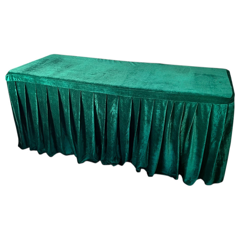 Green Velvet Tablecloth for Rent – 6 Ft Table Linen Rental