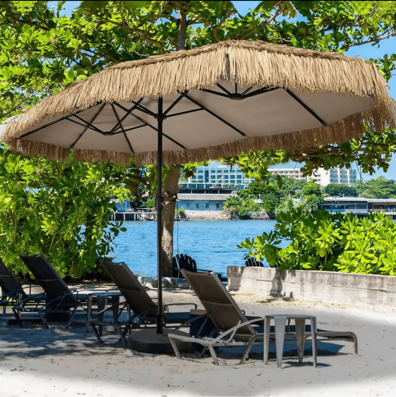 12.3ft Thatch Tiki Outdoor Umbrella for Rent