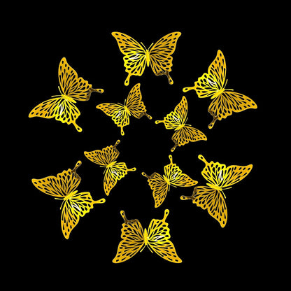 3D Gold Craft Butterflies Kids Room Wall Decor 12-Set