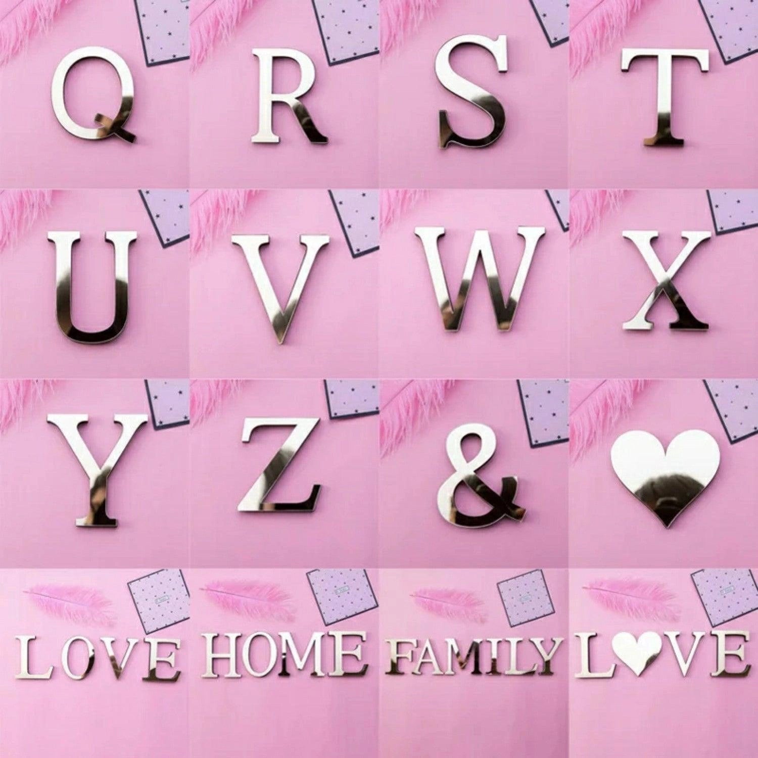 3D Acrylic Letter Wall Decor Stickers 26-Pack