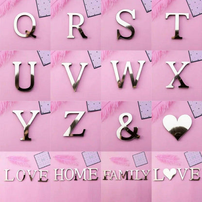 3D Acrylic Letter Wall Decor Stickers 26-Pack