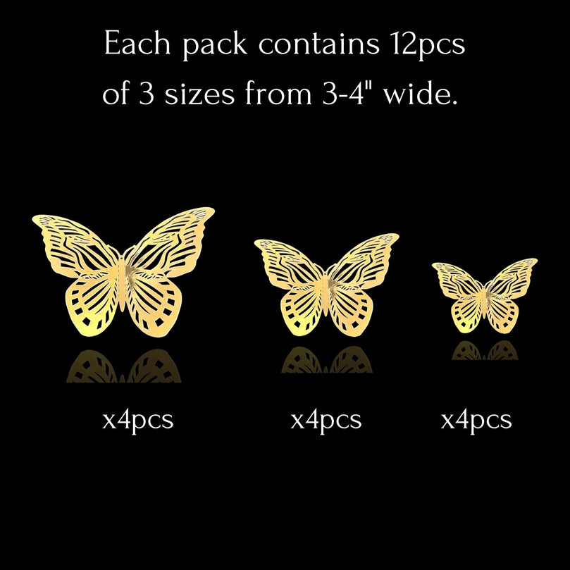 3D Butterfly Craft Wall Decor Stickers 12-Pack