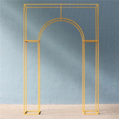 3D Curved Wedding Arch Gold Backdrop Stand