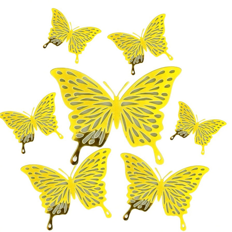 3D Gold Craft Butterflies Kids Room Wall Decor 12-Set