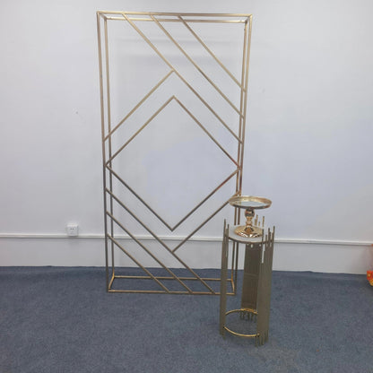 3D Shiny Gold Geometric Wedding Arch Backdrop