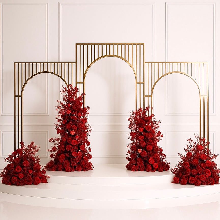 Arched Shiny Gold Tubed Wedding Backdrop Stands