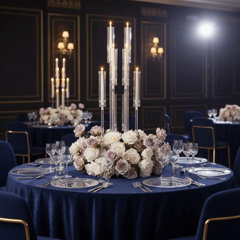 10-Arm Wedding Table Centerpiece | 37 Inch Clear Candelabra