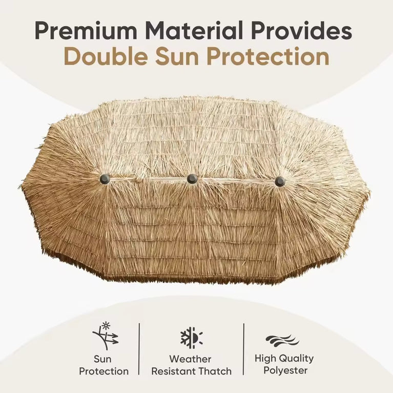 12.3ft Thatch Tiki Outdoor Umbrella for Rent