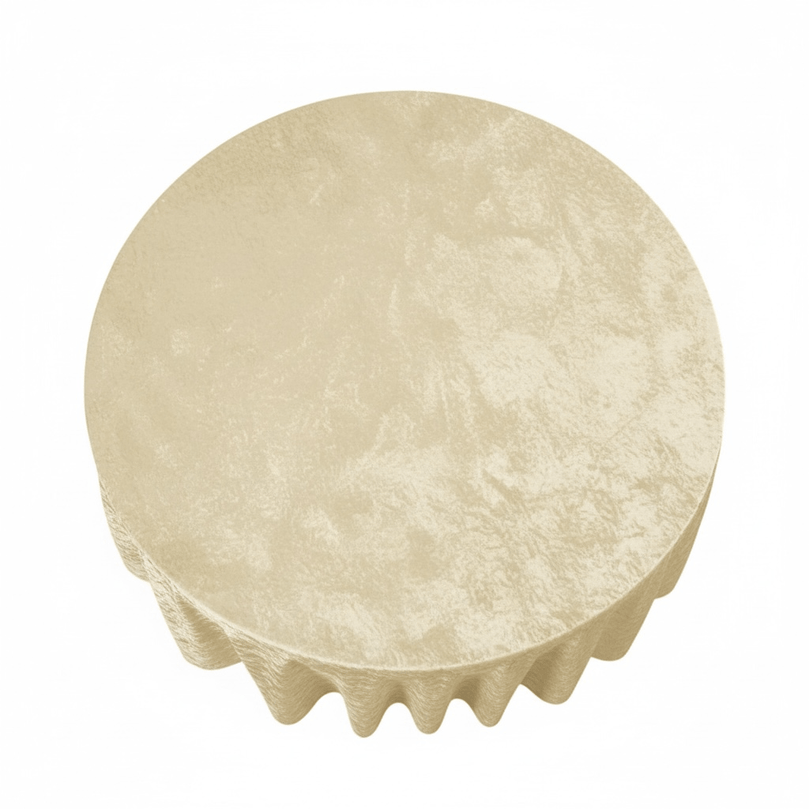 Champagne velvet tablecloth on a white background