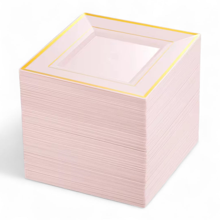 Bliq Square Disposable Dessert Plastic 6 Inch Plates 100-Pack