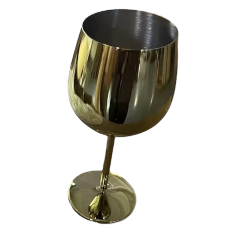 Gold wine glass on a white background