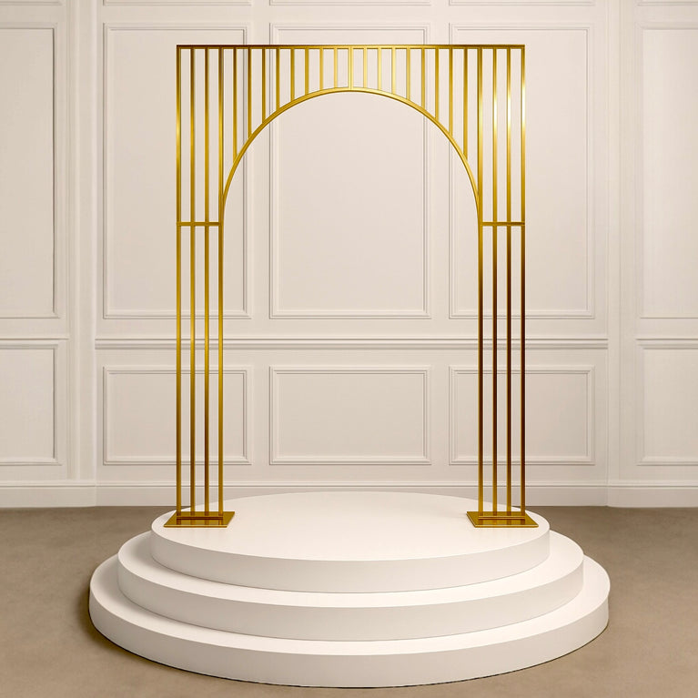 Arched Shiny Gold Tubed Wedding Backdrop Stands