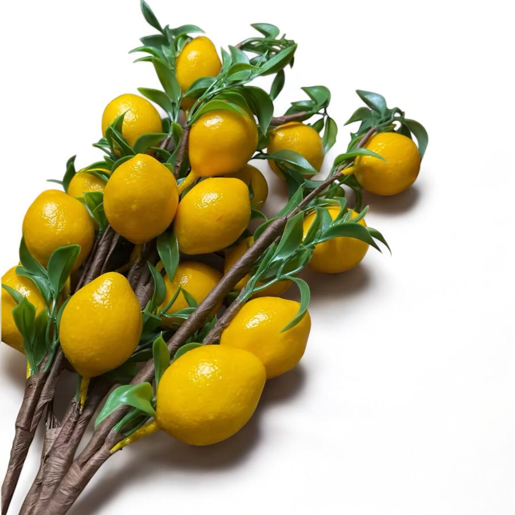 Faux Lemon Branch - Lifelike Imitation Plant Stem For Decor