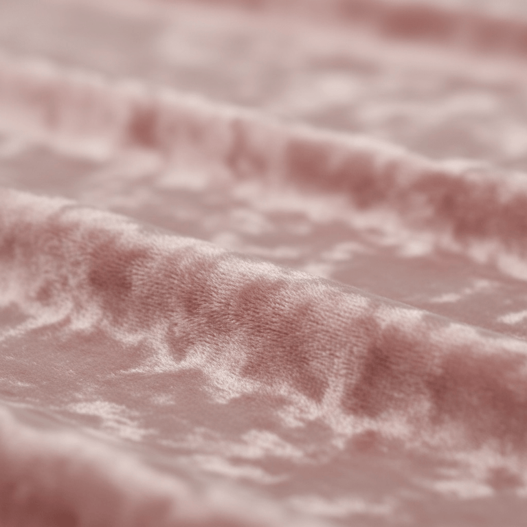 Close-up of dusty pink velvet tablecloth fabric texture