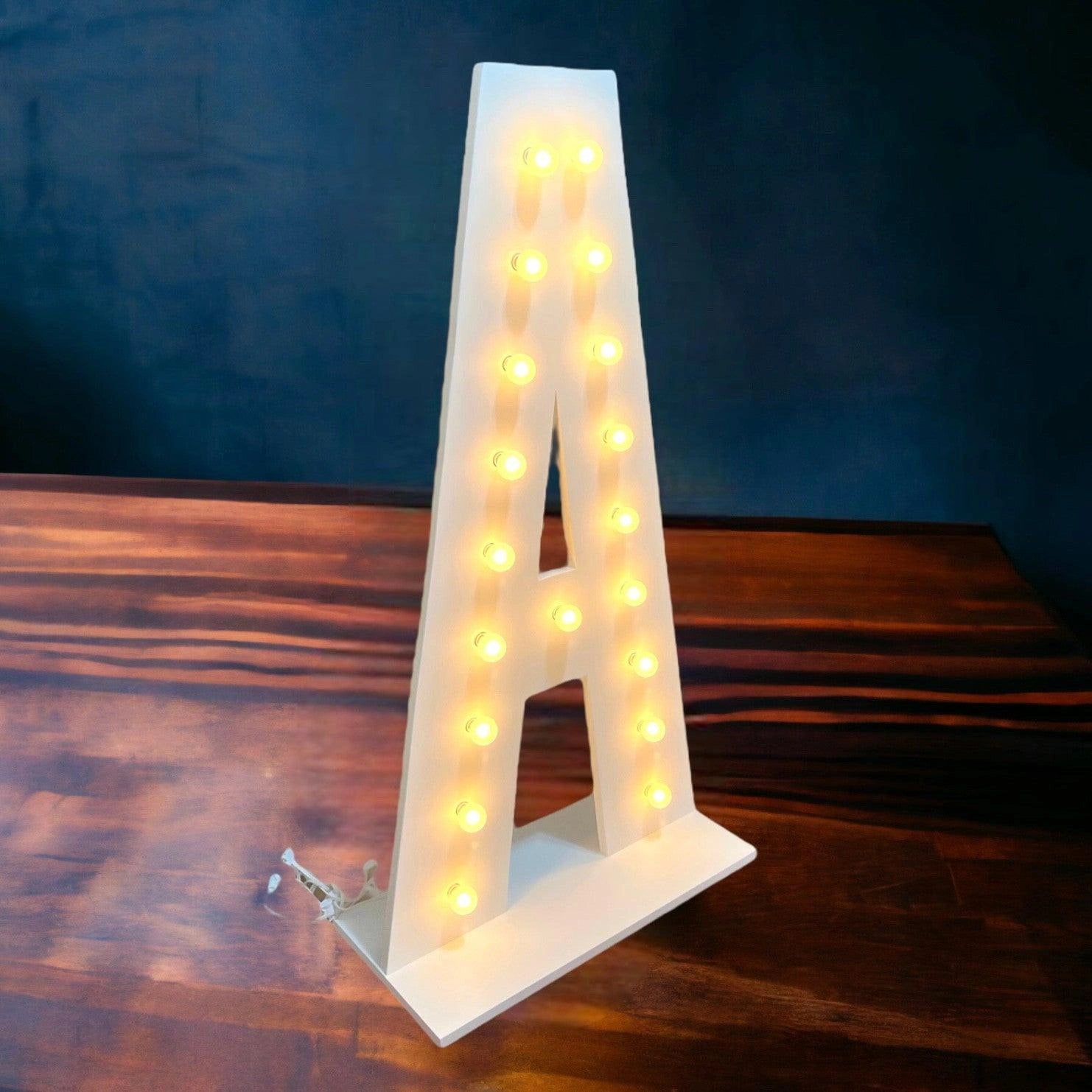 marquee light up letter A side view