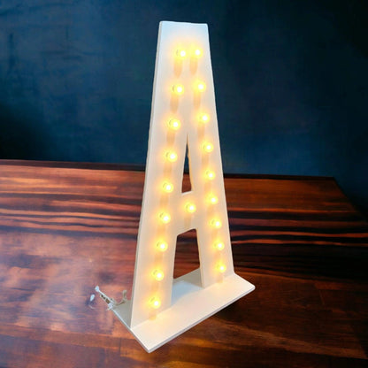 marquee light up letter A side view