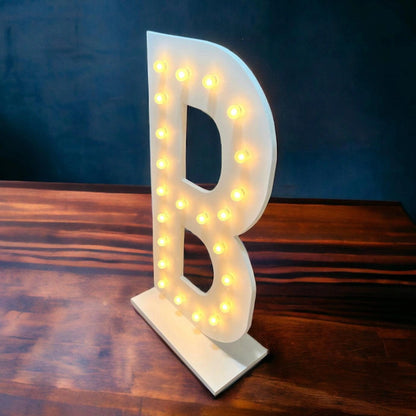 Large marquee light up letter B side view