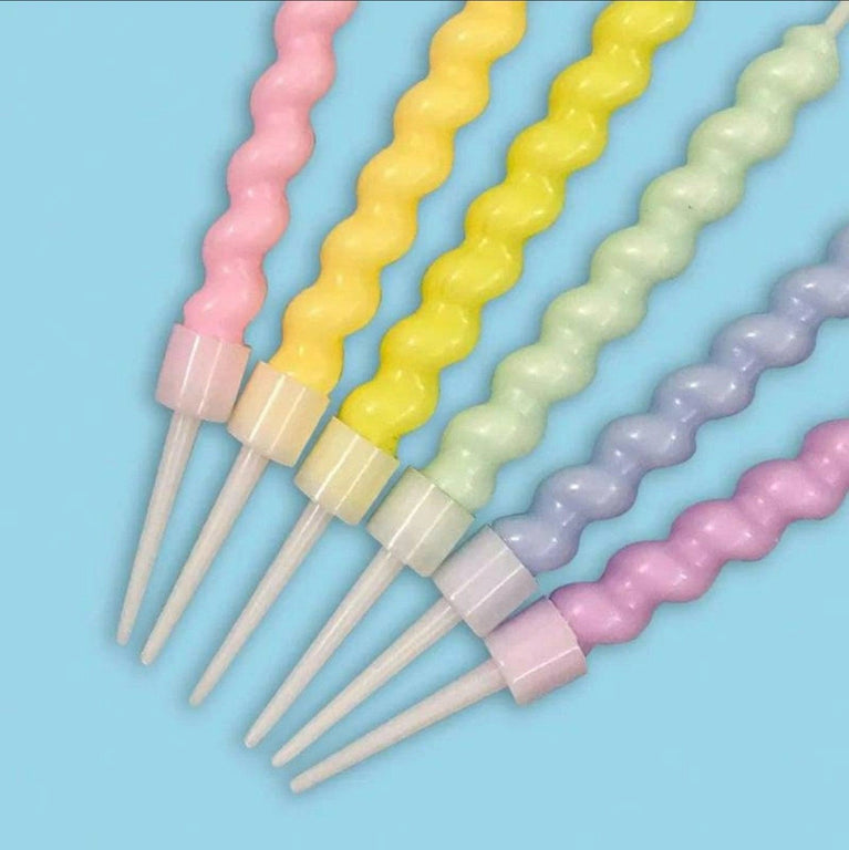 Birthday Cake Candle Toppers Colorful Spiral 6-Pack
