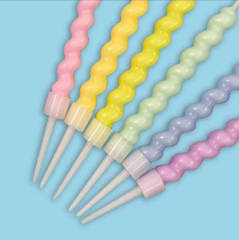 Birthday Cake Candle Toppers Colorful Spiral 6-Pack