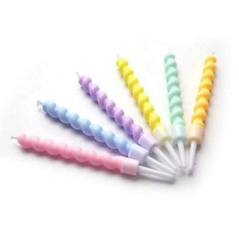 Birthday Cake Candle Toppers Colorful Spiral 6-Pack