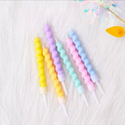 Birthday Cake Candle Toppers Colorful Spiral 6-Pack
