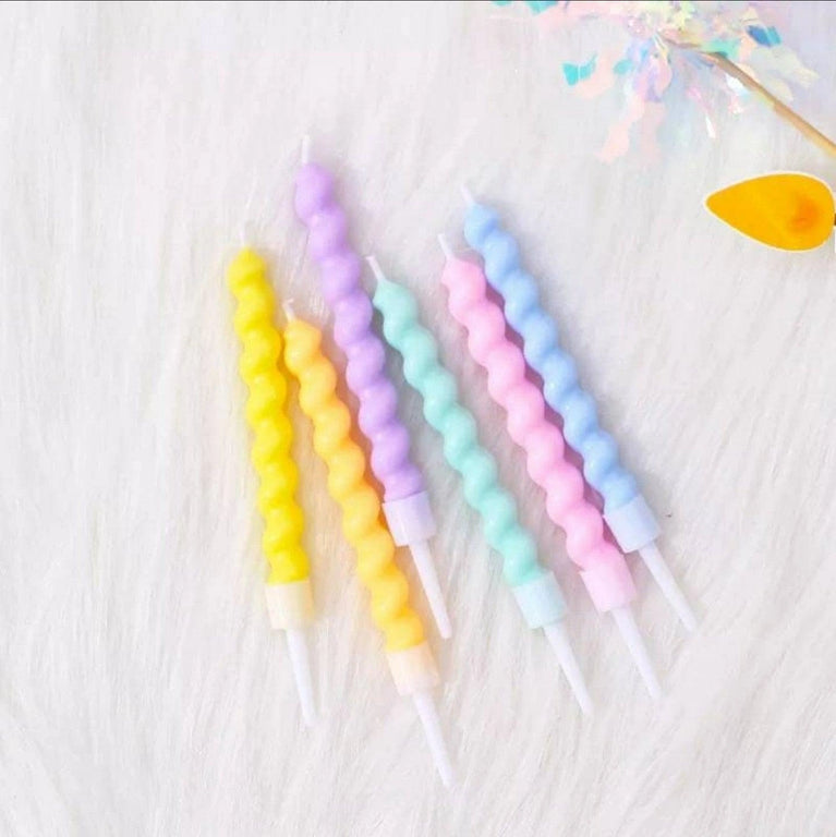 Birthday Cake Candle Toppers Colorful Spiral 6-Pack