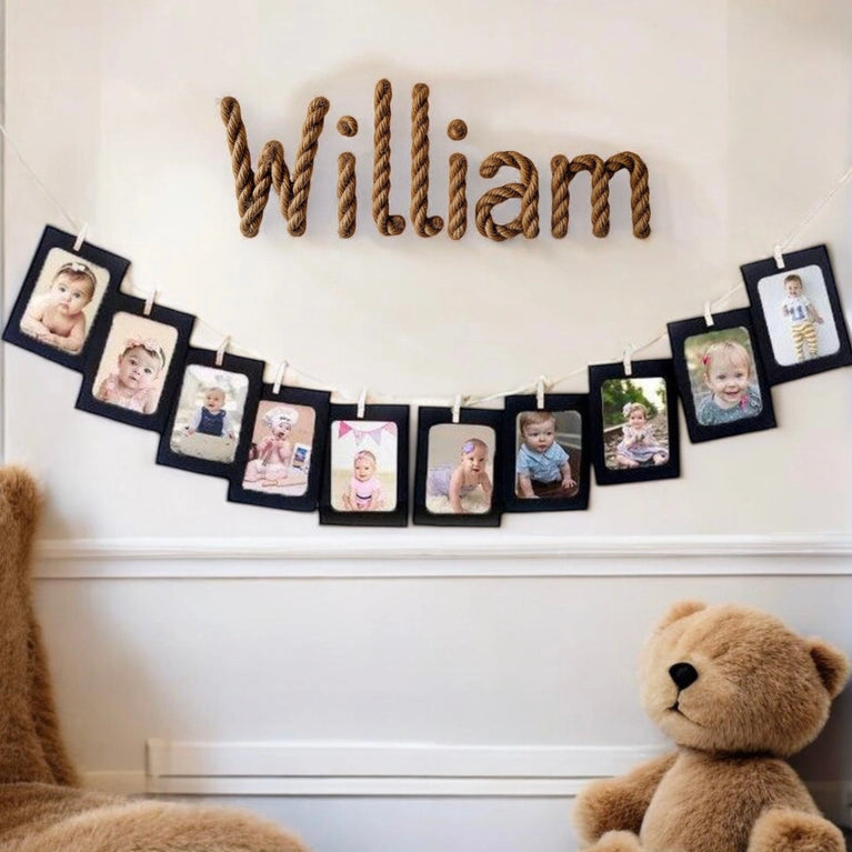 Black Paper Photo Frame Banner: Celebrate Kids Birthday Milestones