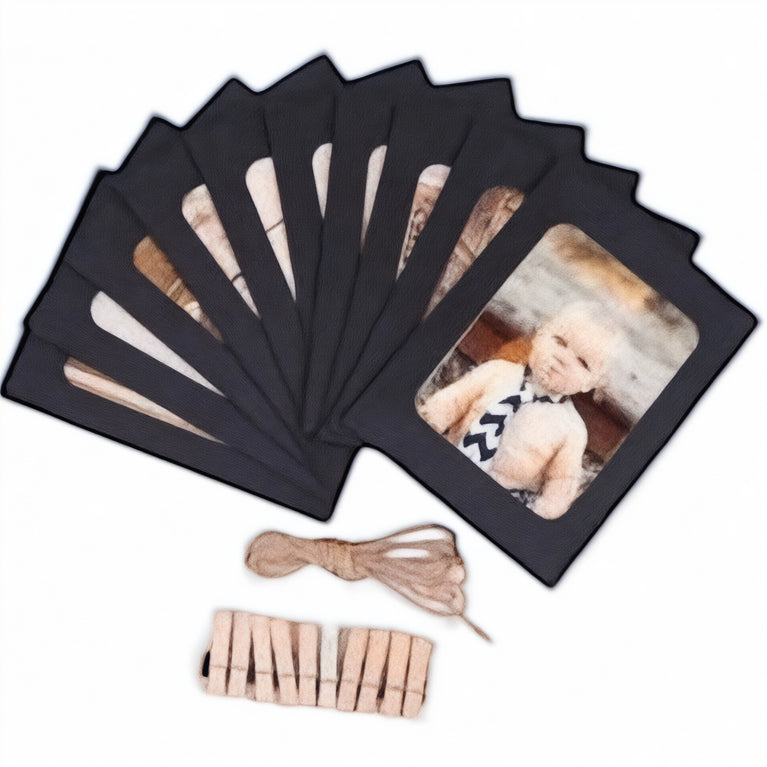 Black Paper Photo Frame Banner: Celebrate Kids Birthday Milestones