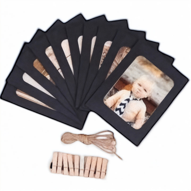 Black Paper Photo Frame Banner: Celebrate Kids Birthday Milestones