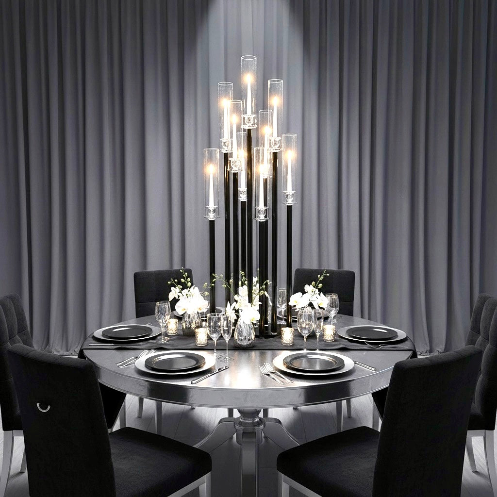 9-Arm Black Candle Holder for Rent