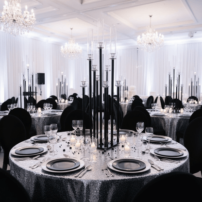 9-Arm Black Candle Holder for Rent