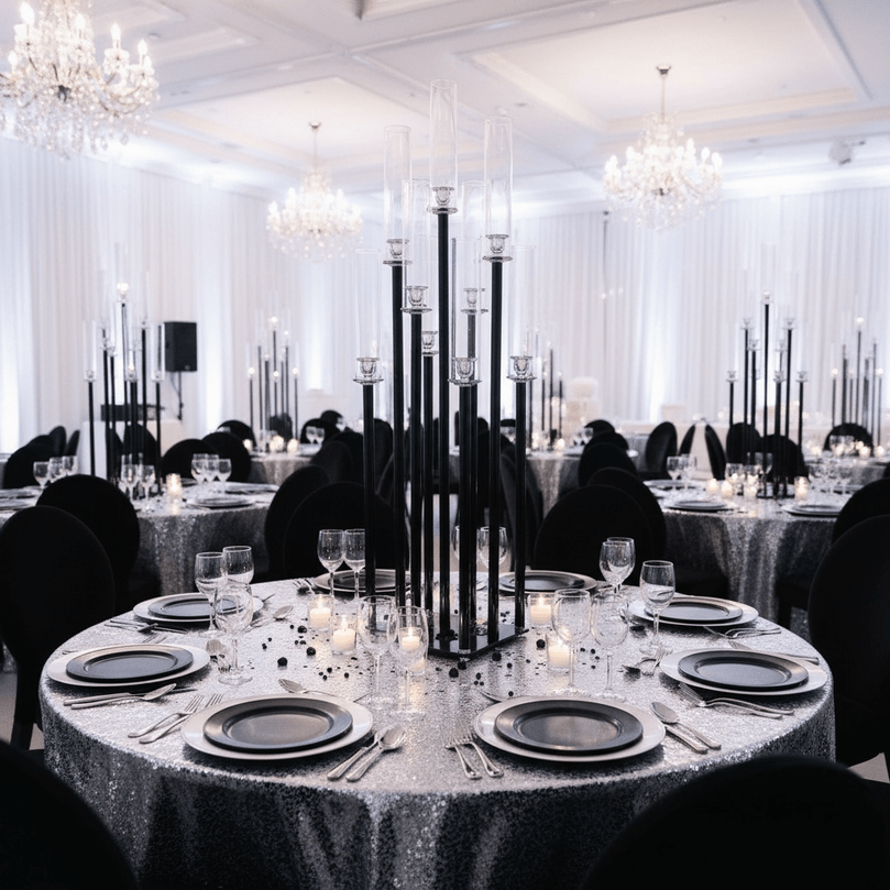 9-Arm Black Candle Holder for Rent